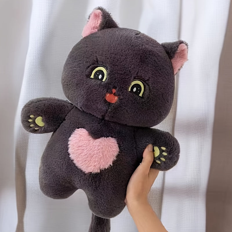Herzförmige schwarze Katze Plüschtier