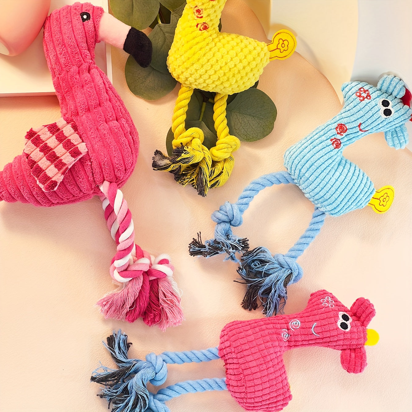 Flamingo Plüschspielzeug mit Seil