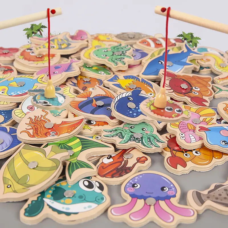 Montessori holz magnetische angel-spielzeuge