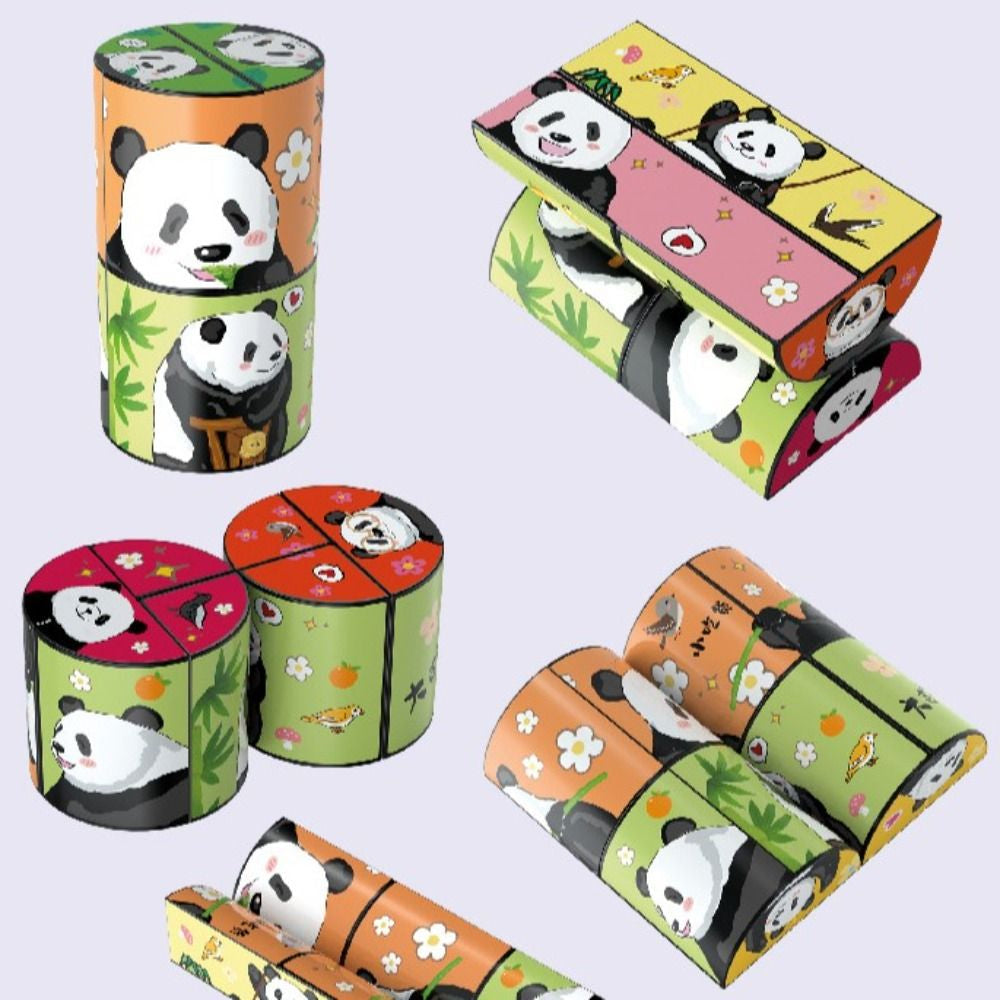 Panda puzzle - pädagogische unterhaltung - rätselwürfel