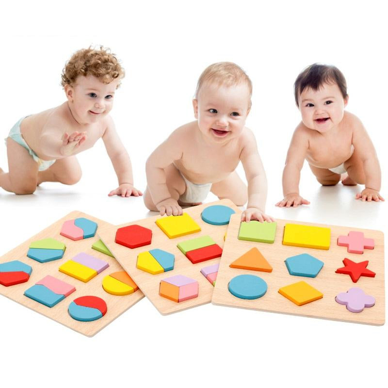 Einfaches montessori formen und farben holz puzzle für kleinkinder