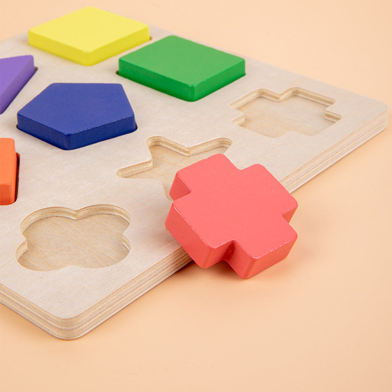 Einfaches montessori formen und farben holz puzzle für kleinkinder