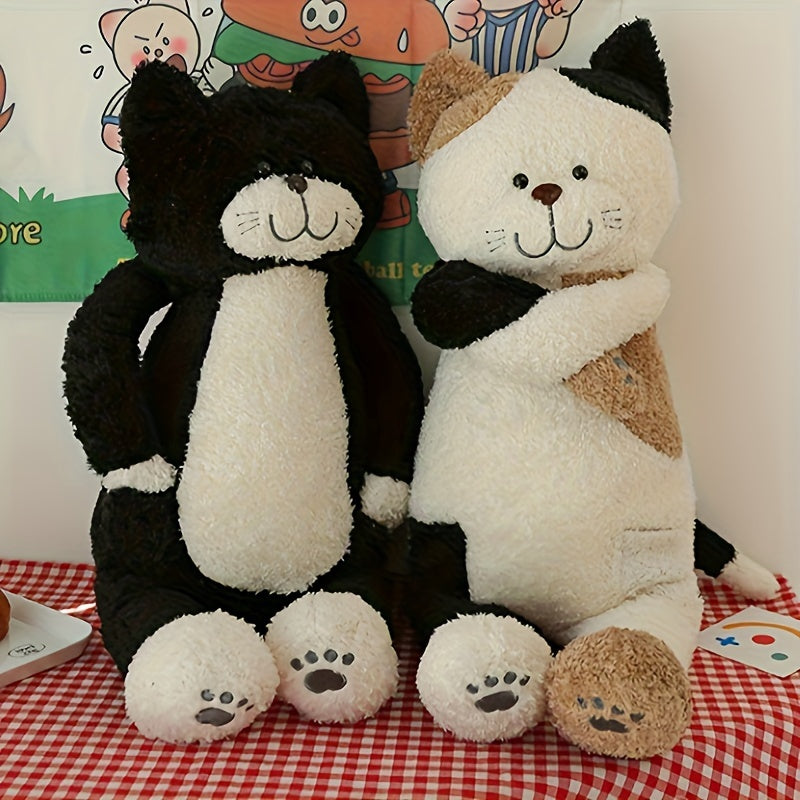 Plüschkatze Spielzeug Schwarz-Weiß