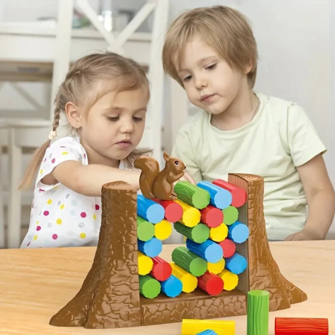 Squirrel stacker - lassen sie das eichhörnchen nicht umkippen - balance-brettspiel