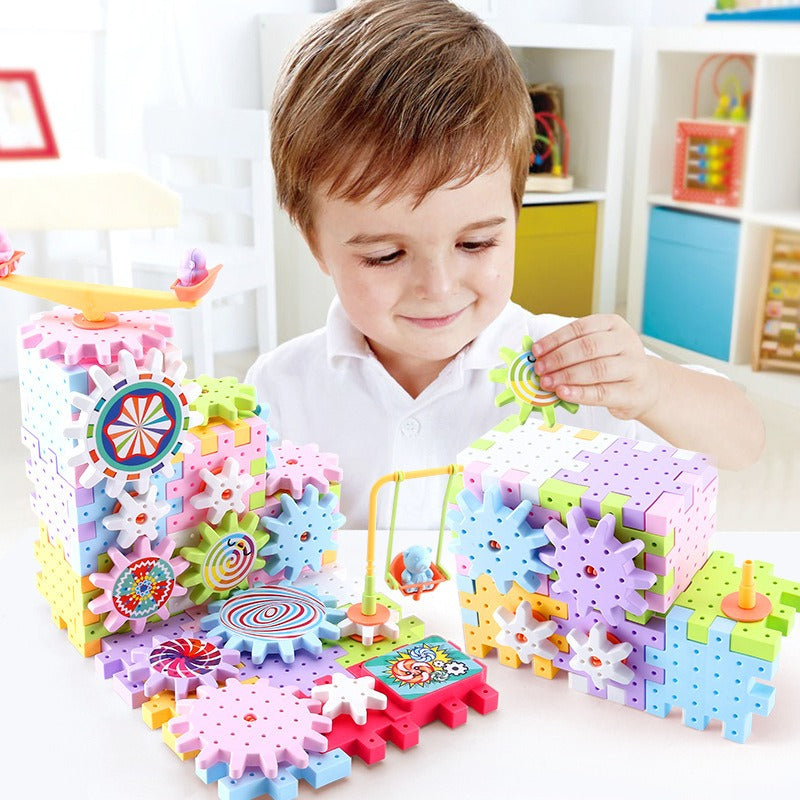 Rotierendes montessori zahnrad-baustein