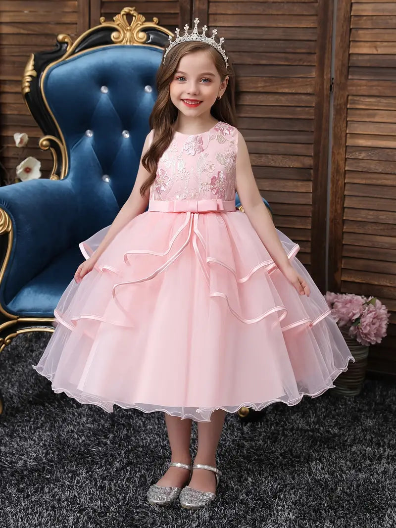Odelia - Mädchen Prinzessin Blumenstickerei Tutu Kleid