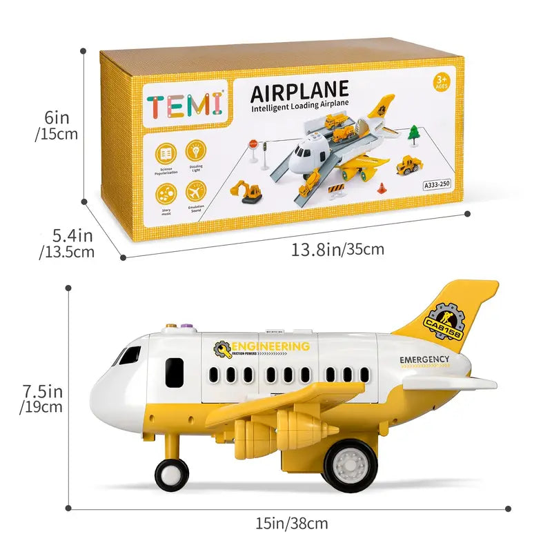 Transportflugzeug mit 6 diecast-fahrzeugen - licht & sound spielzeug