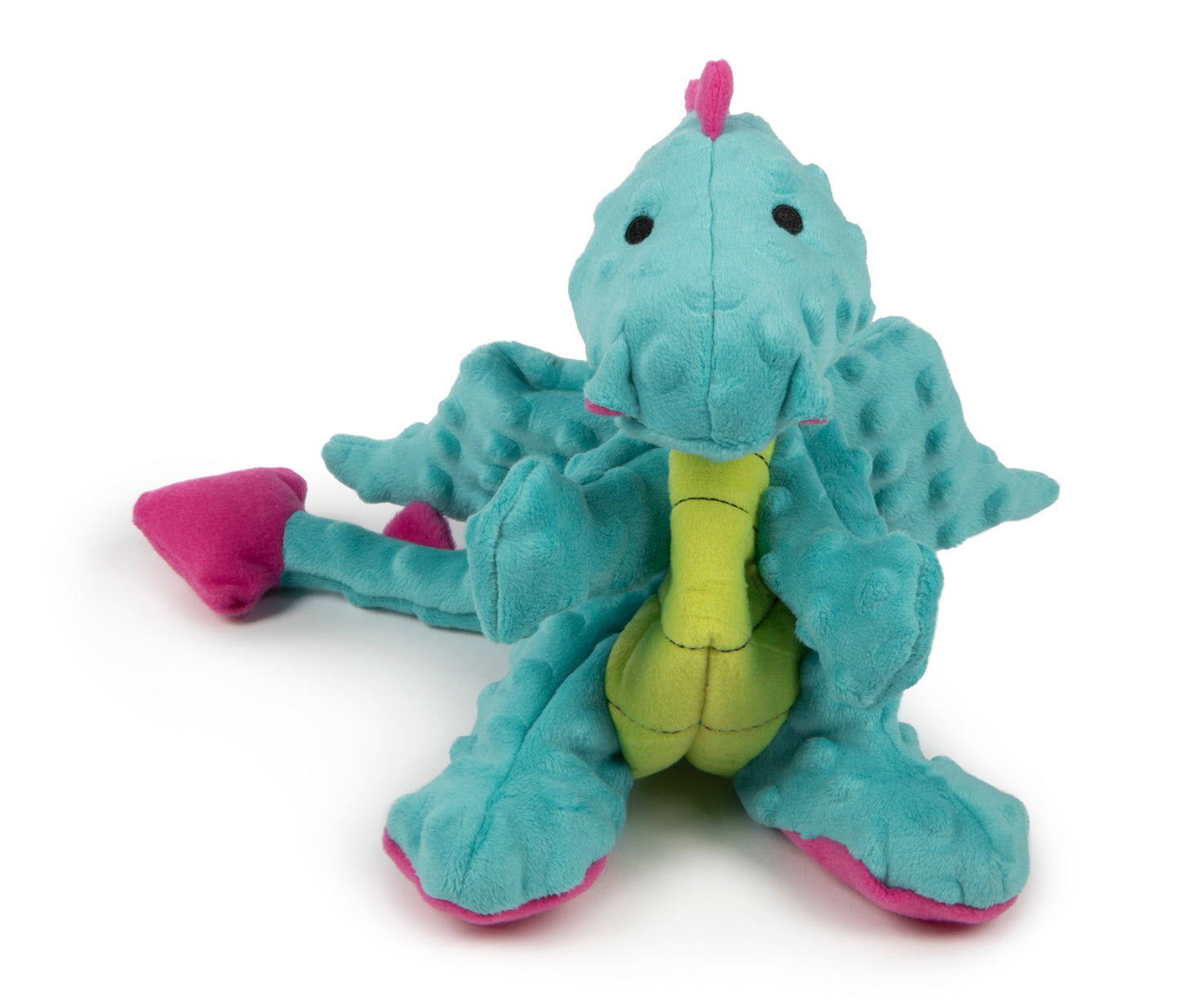 large gray dragon plush dog toy with soft "bubble" plush dotted throughout the toy.