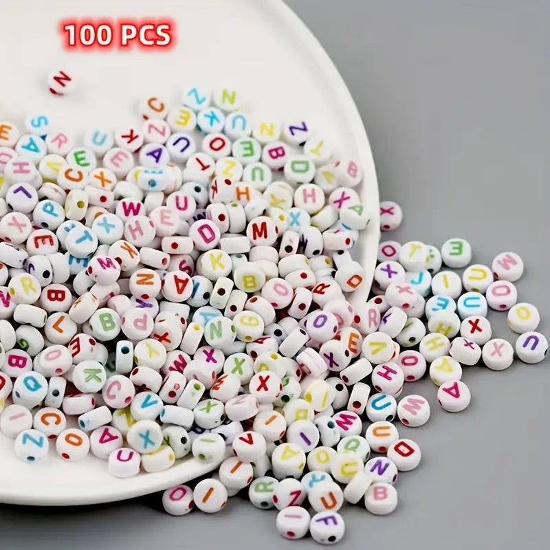 100 Stück 7mm Buchstabenperlen - DIY
