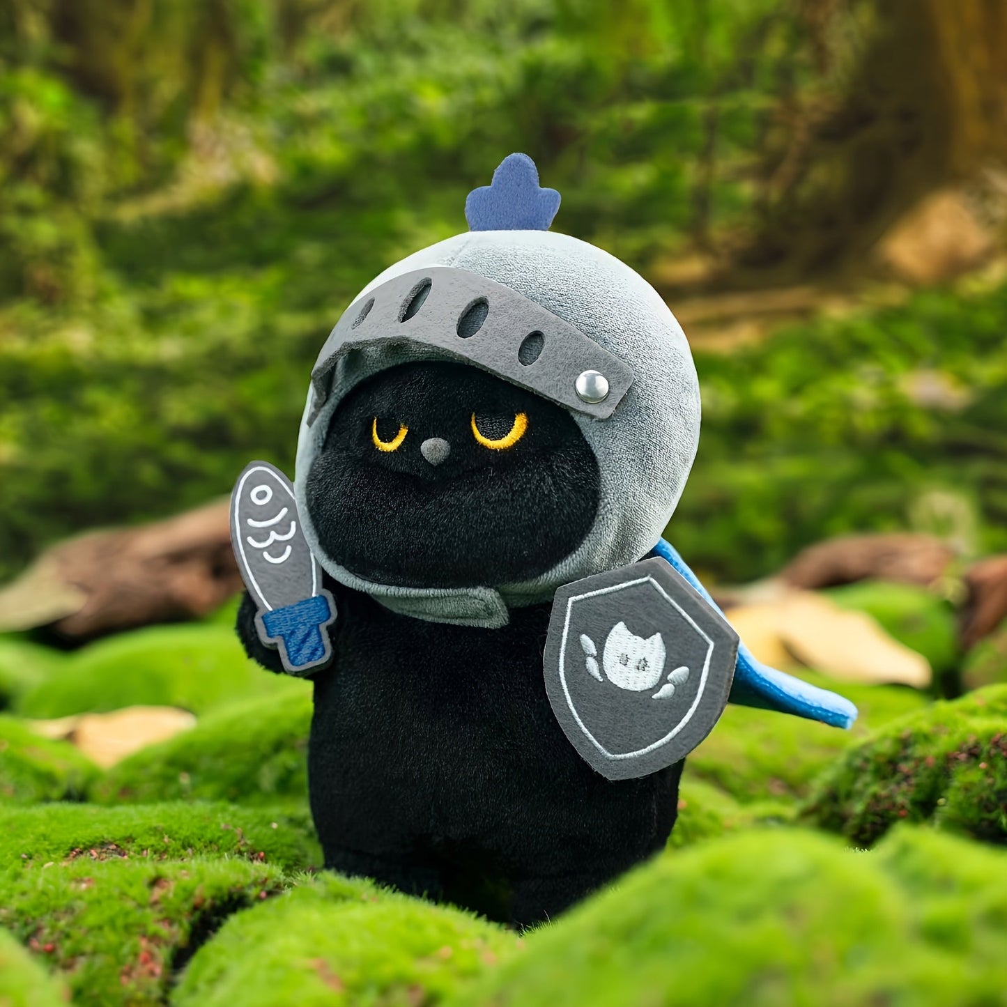 Niedlicher Schwarzer Ritter-Katzen-Plüsch