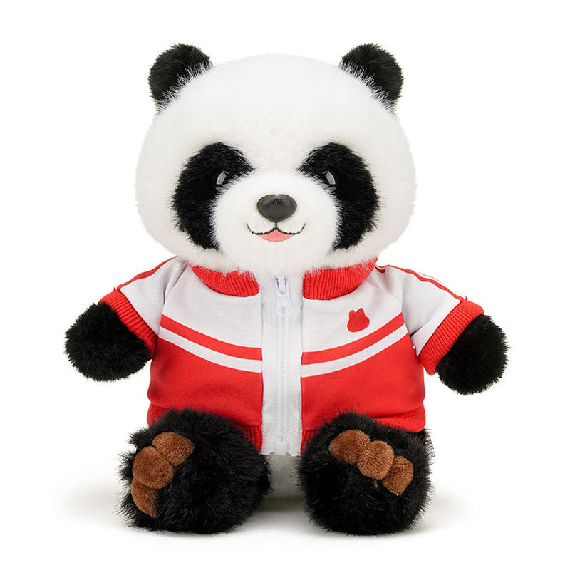 Panda in blauer Jacke