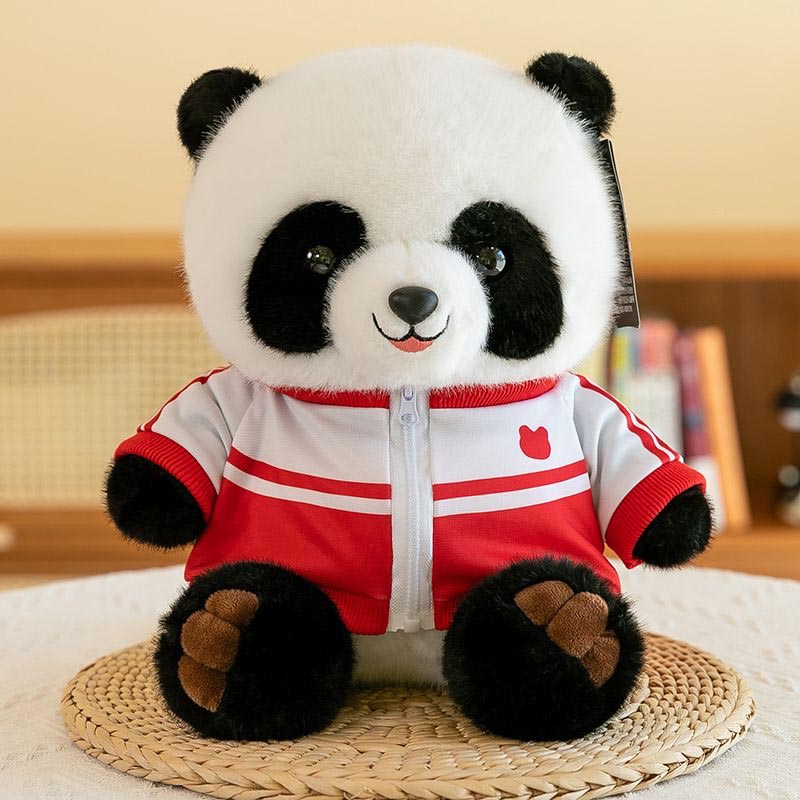 Panda in blauer Jacke