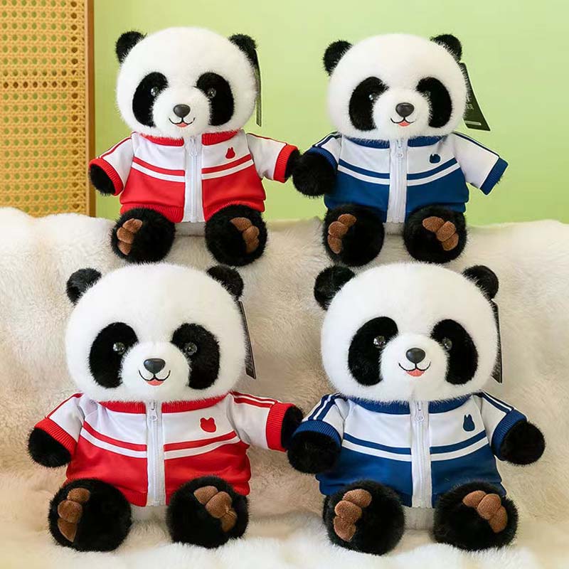Panda in blauer Jacke