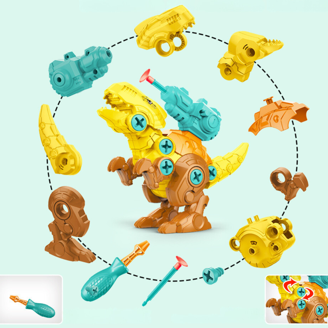 Dinosaurier Schrauben Spielset mit Saugnapf Kanone