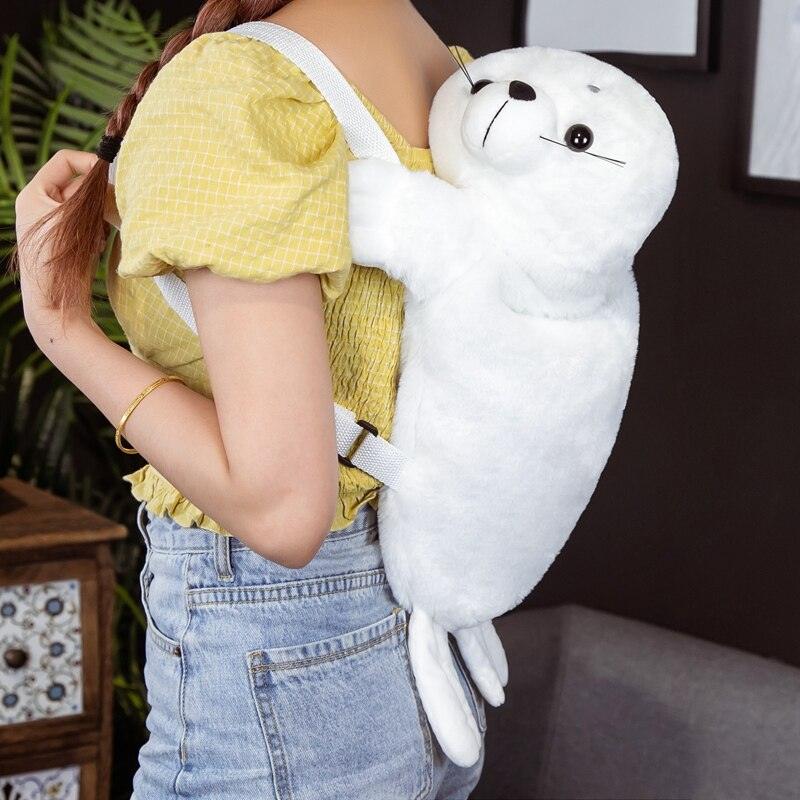 Kawaii White Seal Plüschtier Rucksack