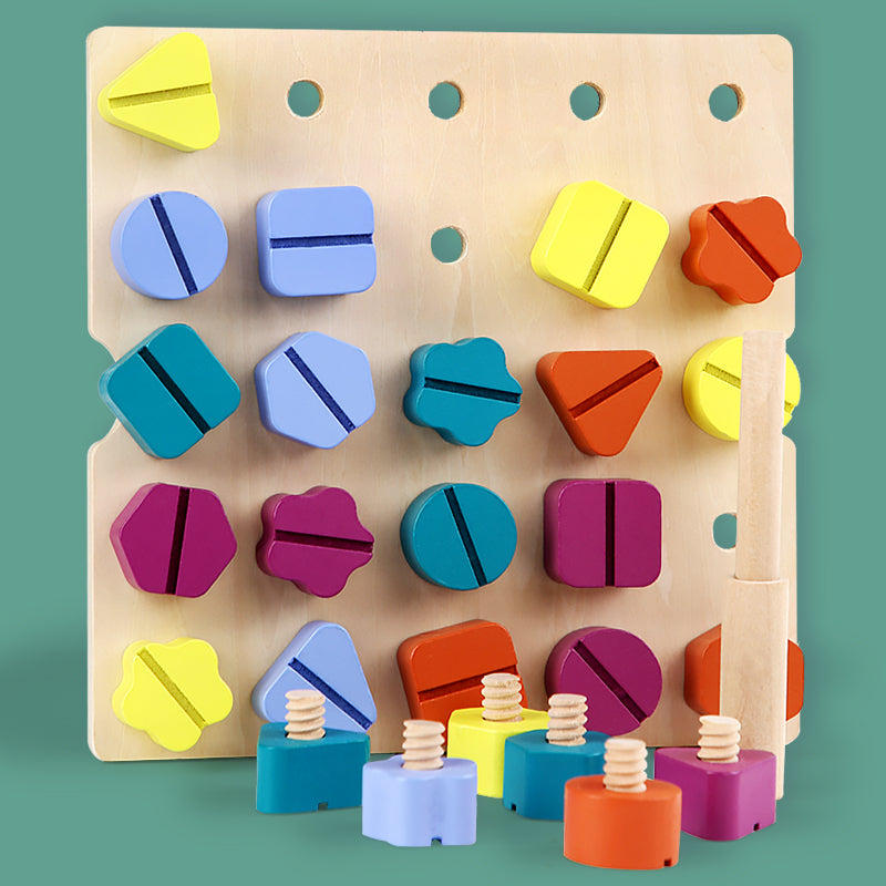 Wooden screw board | feinmotorische fähigkeiten spielerisch verbessern - puzzlespiel
