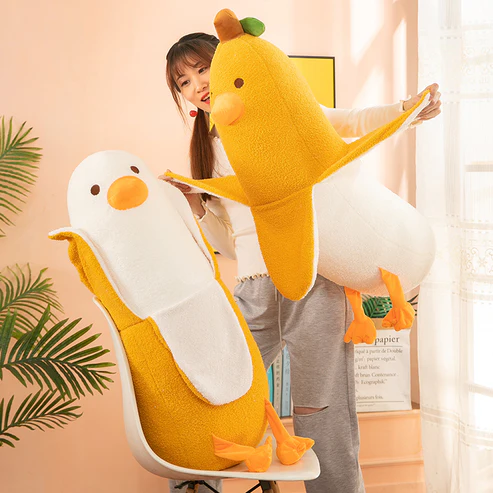 Banana Duck - Lustiger Plüschpinguin mit Bananen-Outfit