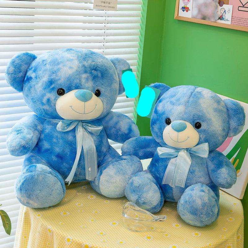 Max - Blaues Batik Teddybär Plüschfigur