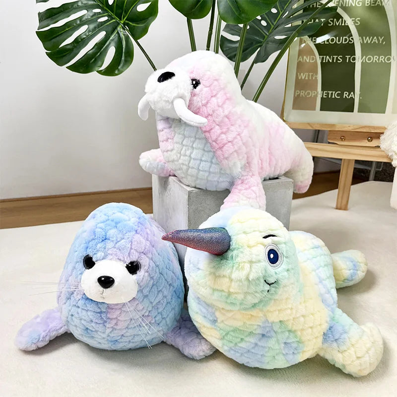 Bunte Robbe, Seelöwe & Narwal Plüschtiere
