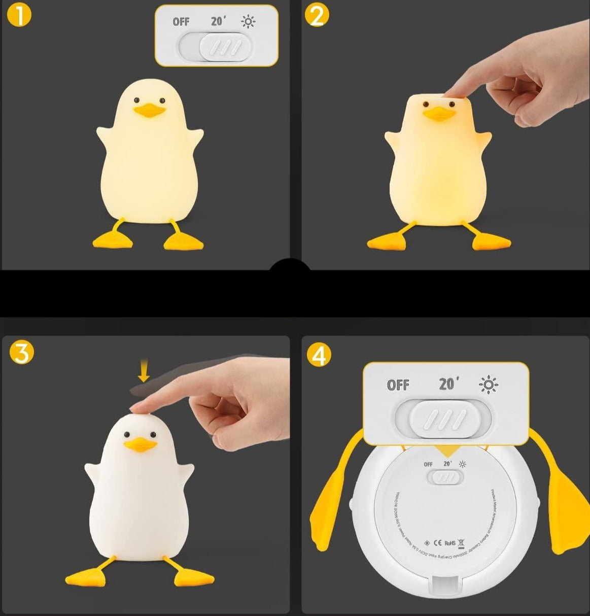 Silikon LED Enten Nachtlicht mit Timer