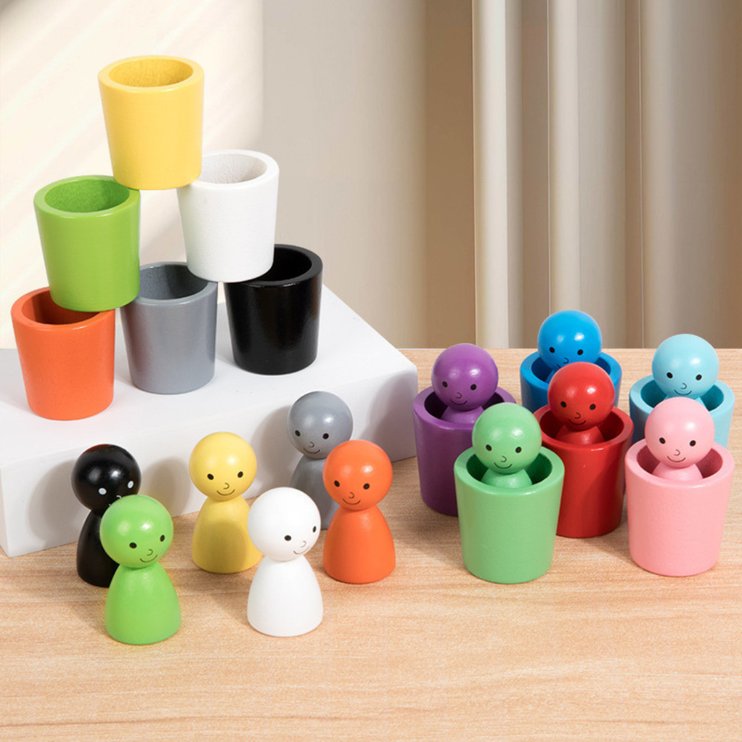 Montessori farben sortierbecher lernspiel aus holz