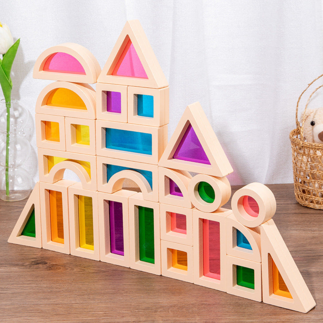 Montessori holzfenster spielsteine