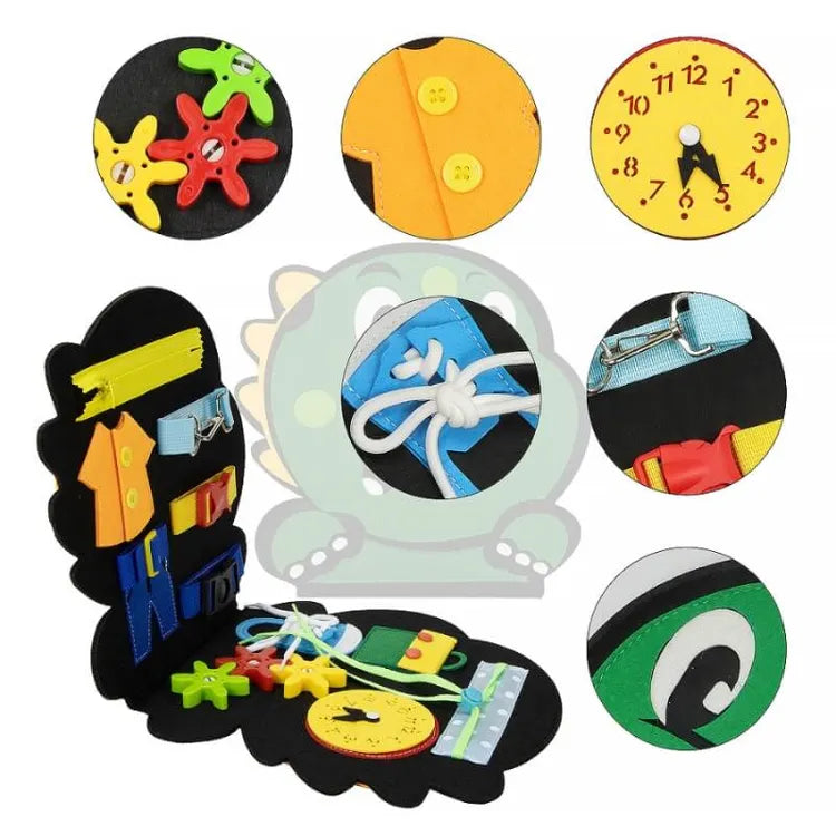 Toddler busy board - sensorische abenteuer - dino-filzbuch