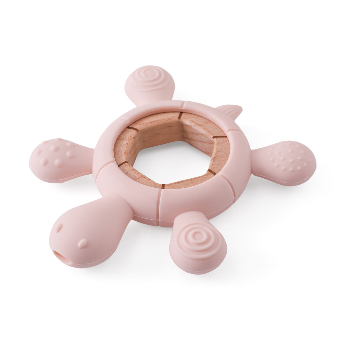 Baby spielzeug aus holz und silikon fürs zahnen