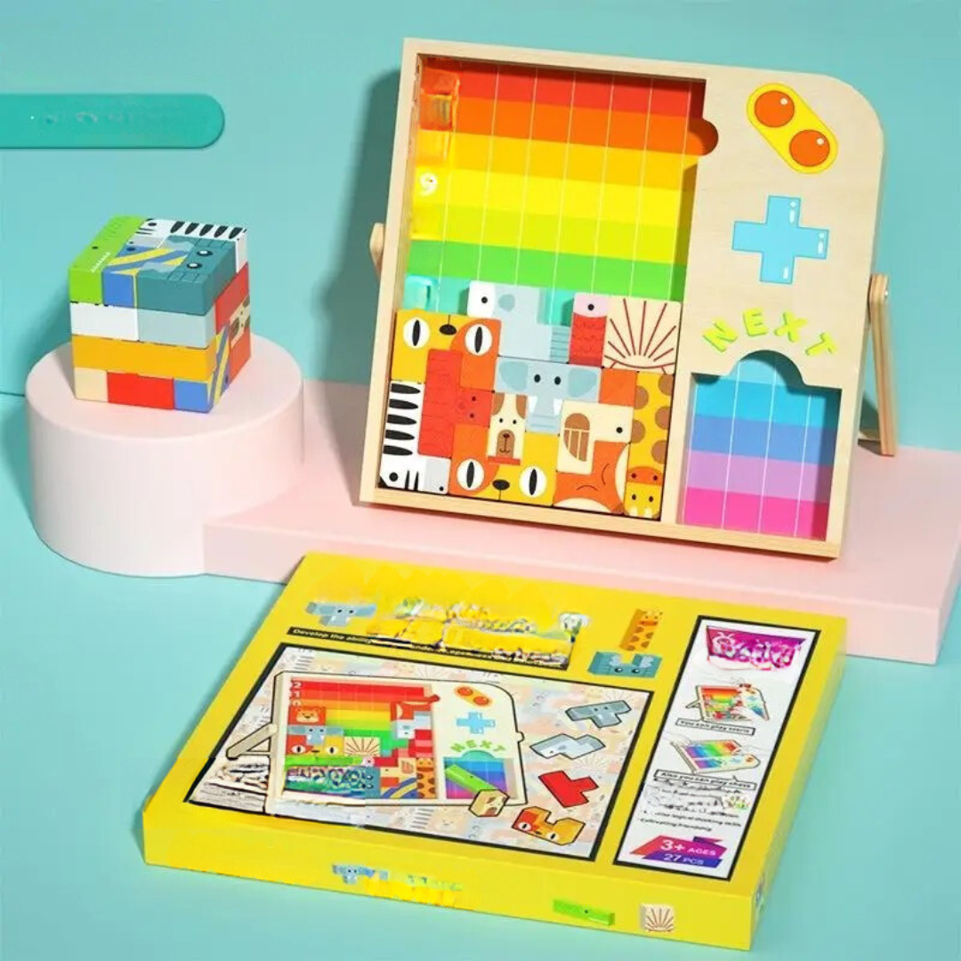 Tetris puzzle spiel aus holz