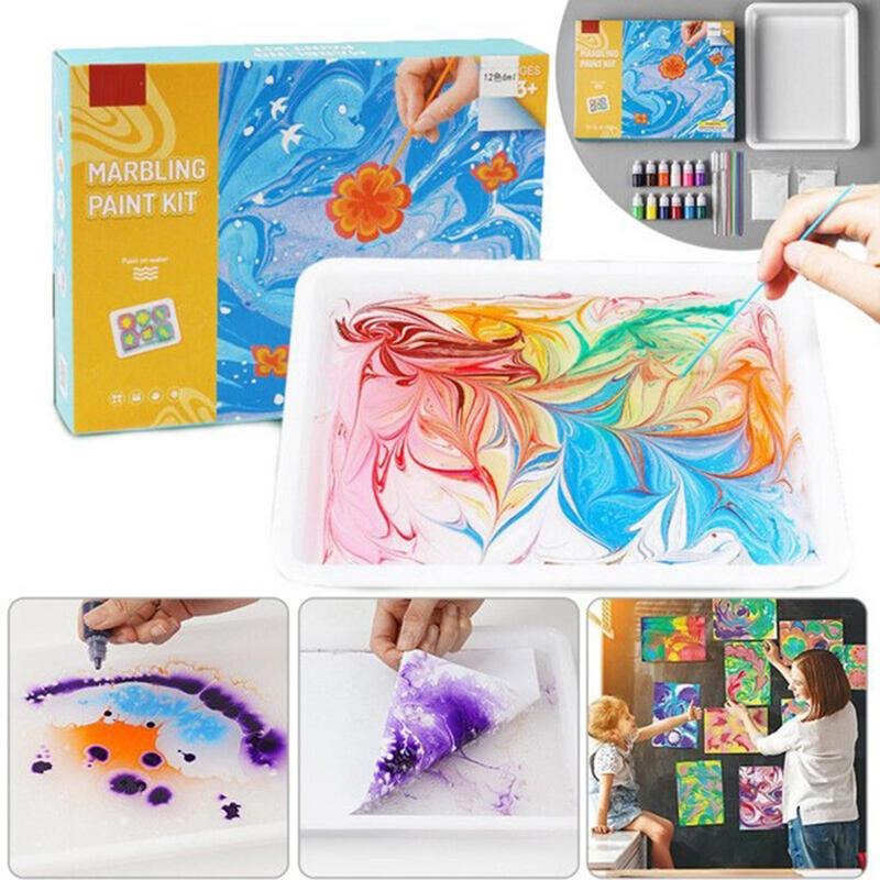 Water marbling paint set - farbenfrohe kunstwerke auf wasserbasis - malset