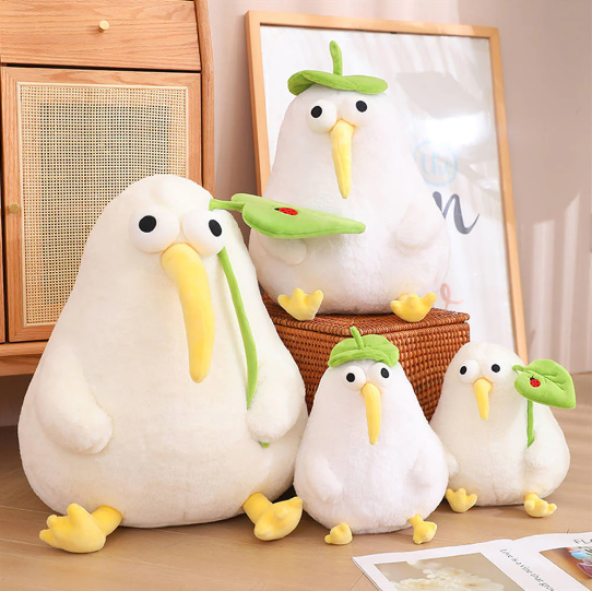 Kiwi bird kuscheltier mit lotusblatt