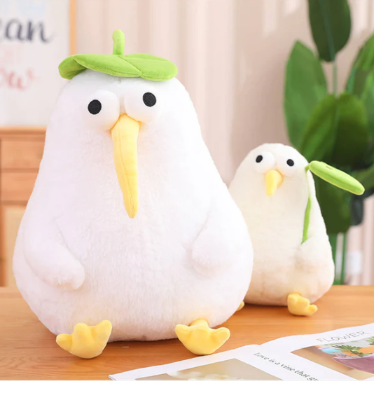 Kiwi bird kuscheltier mit lotusblatt