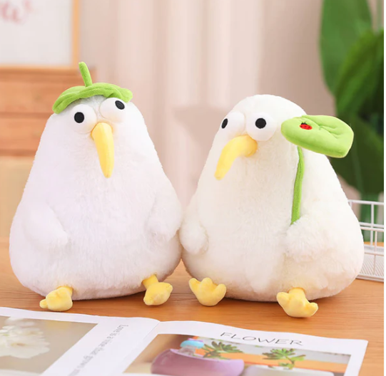 Kiwi bird kuscheltier mit lotusblatt