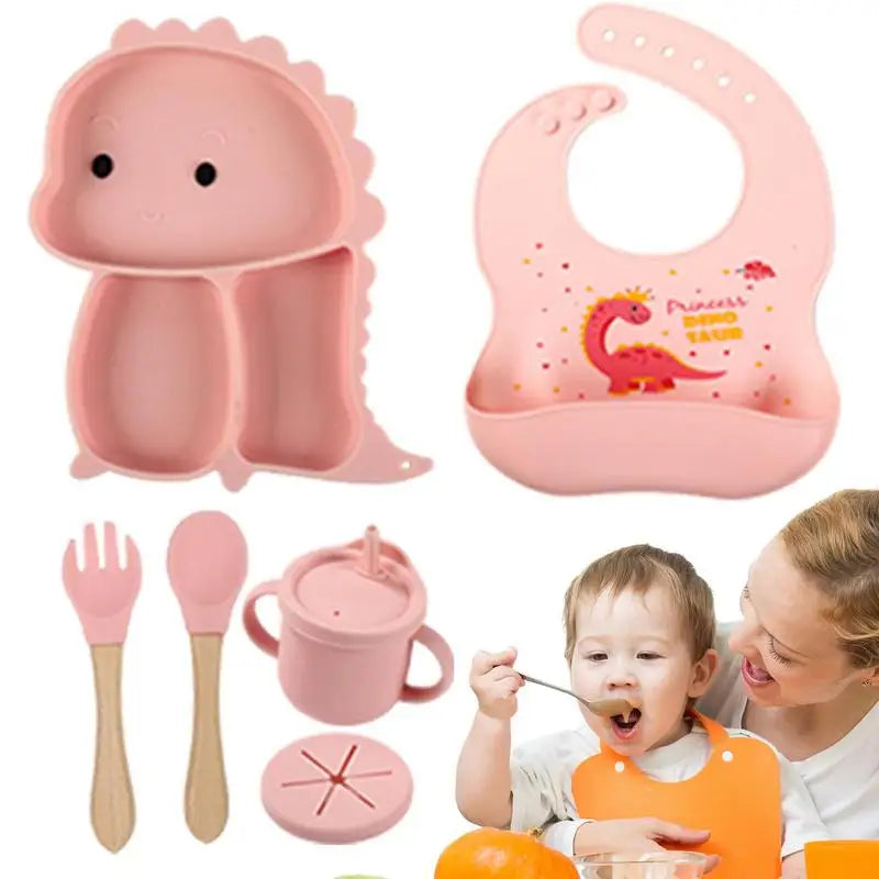 Dinosaurier-themen silikon kindergeschirr set