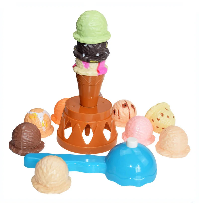 Eiskugel-turm gleichgewichtsspiel