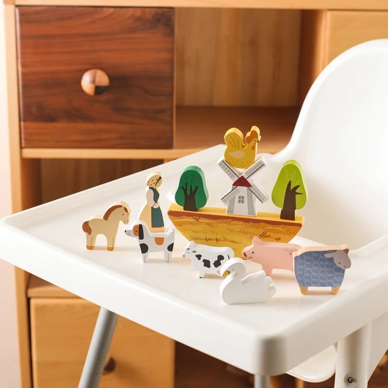 Woods - tiere im gleichgewicht - balancespiel bauernhof aus holz