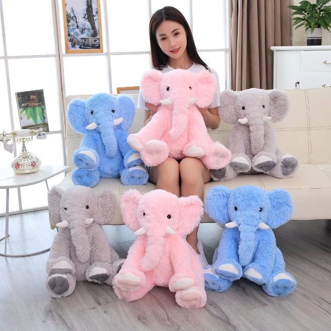 Flauschige Elefantenfamilie – Blau
