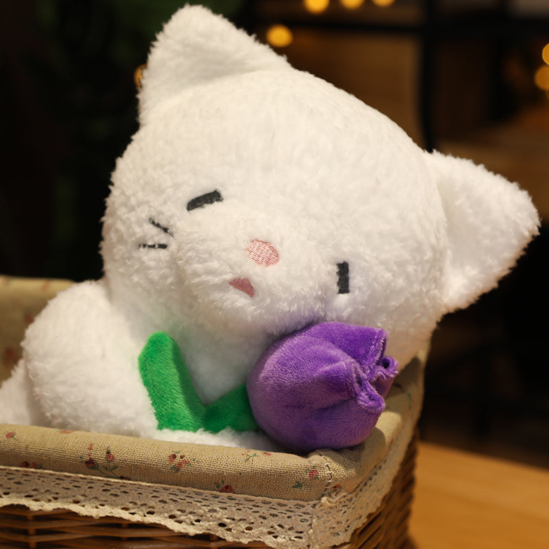 Kawaii – Flauschige Blumenplüsch Freunde in Weiß