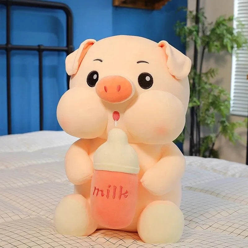 Milk Piggy - Kawaii Plüschschwein mit Milchflasche