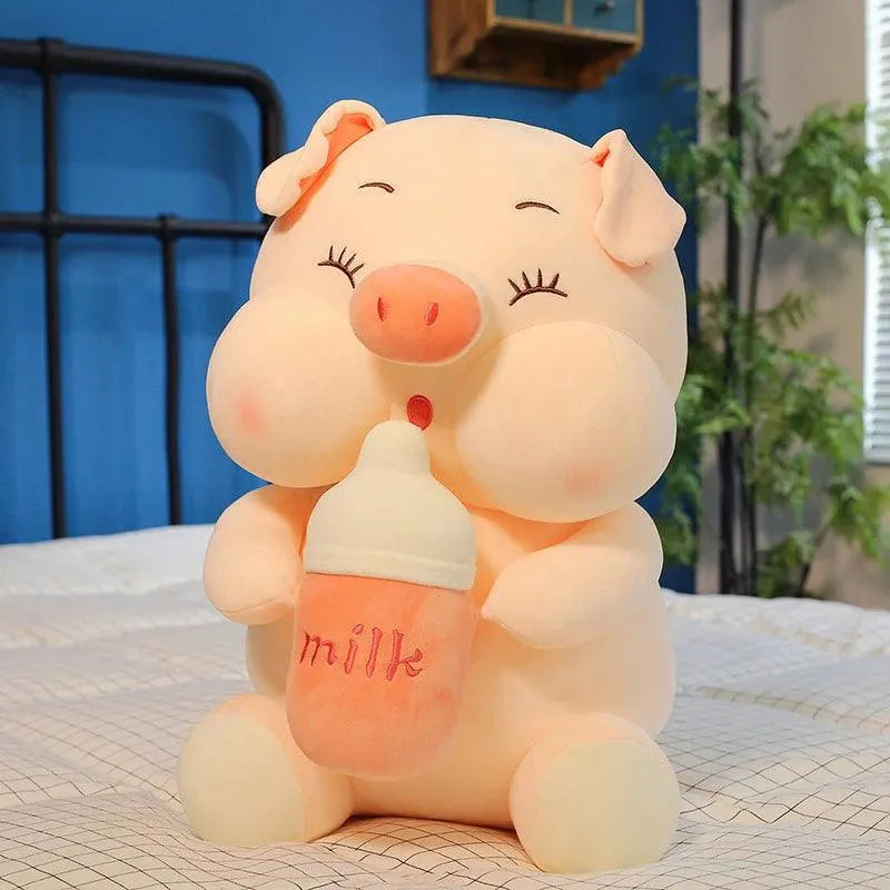 Milk Piggy - Kawaii Plüschschwein mit Milchflasche