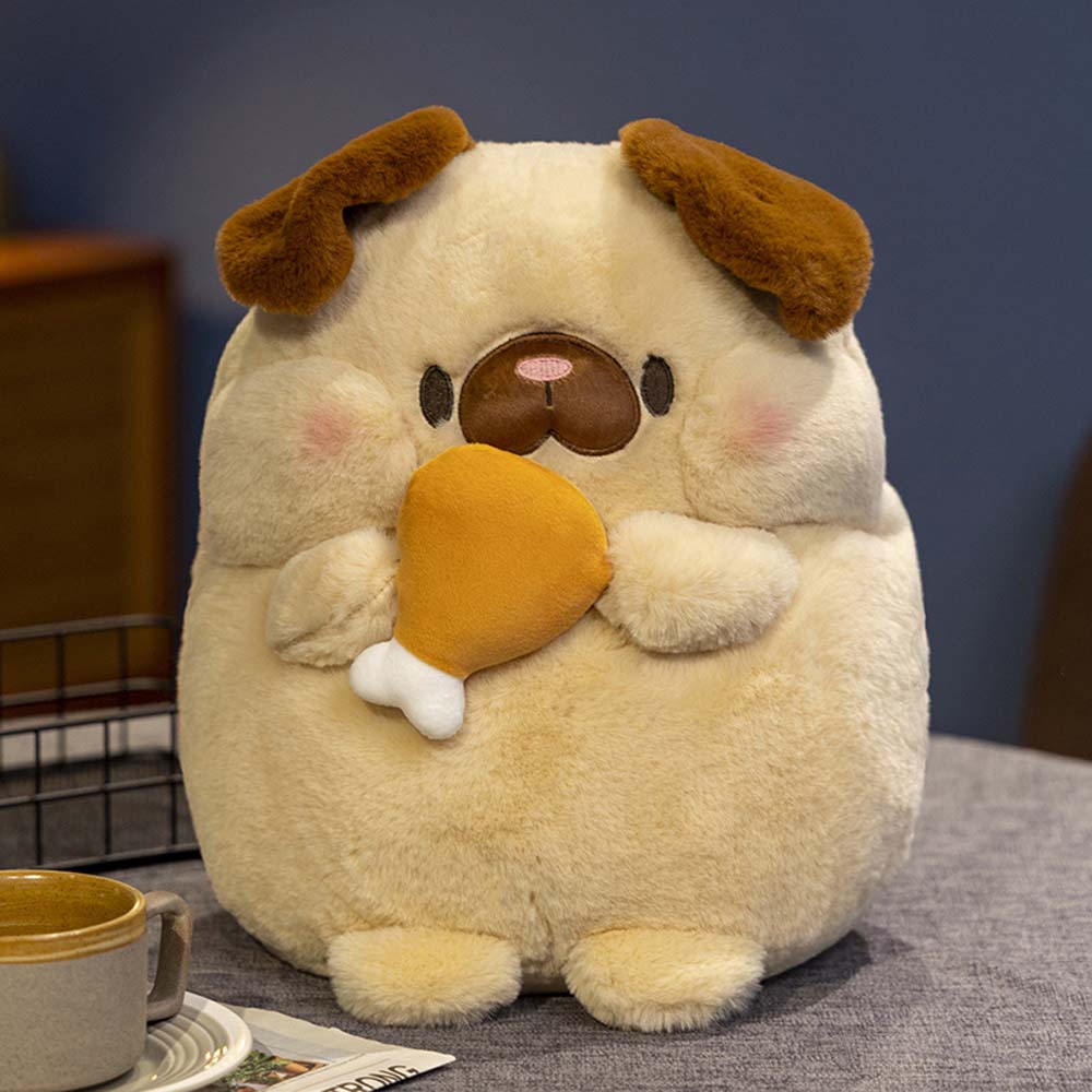 Pug mit Hähnchenkeule Plüsch