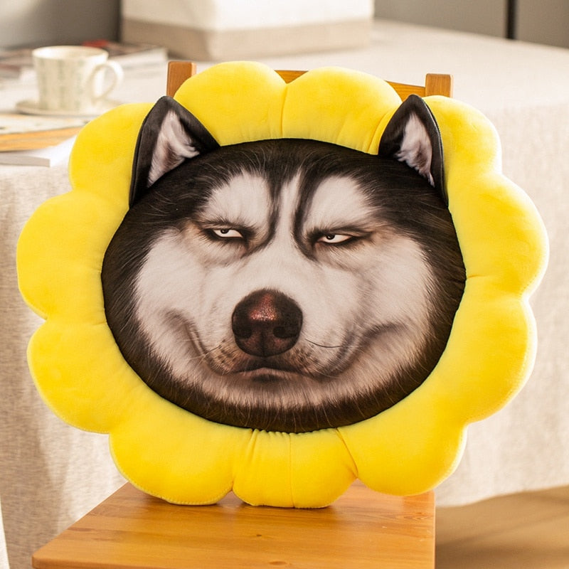 Sunflower Husky Stuffed and Plush Sofa Cushion Pillows-Stuffed Animals-Home Decor, Siberian Husky, Stuffed Animal-12