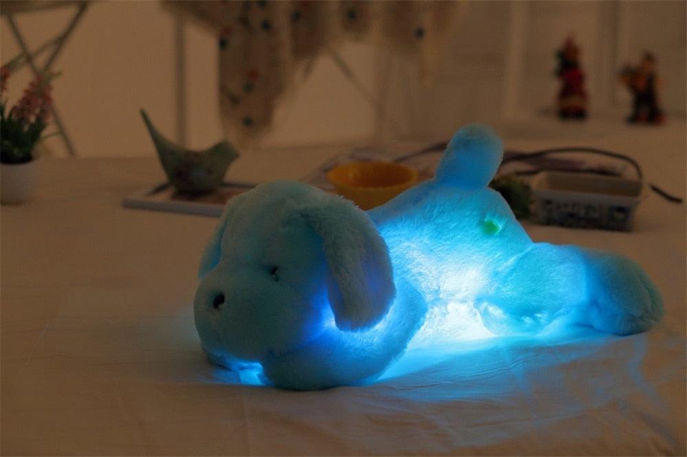 Leuchtend bunter Teddy Hund LED Licht Plüsch Kissen Spielzeug