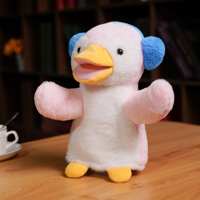 Niedliche Tier Plüsch Handpuppen, Stofftiere Hühner Einhorn Rinder Pinguine für Kinder