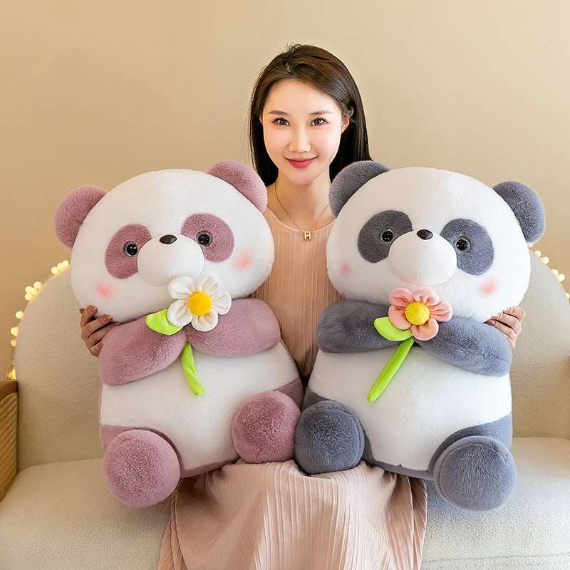 Blumenliebender Panda Plüschtier