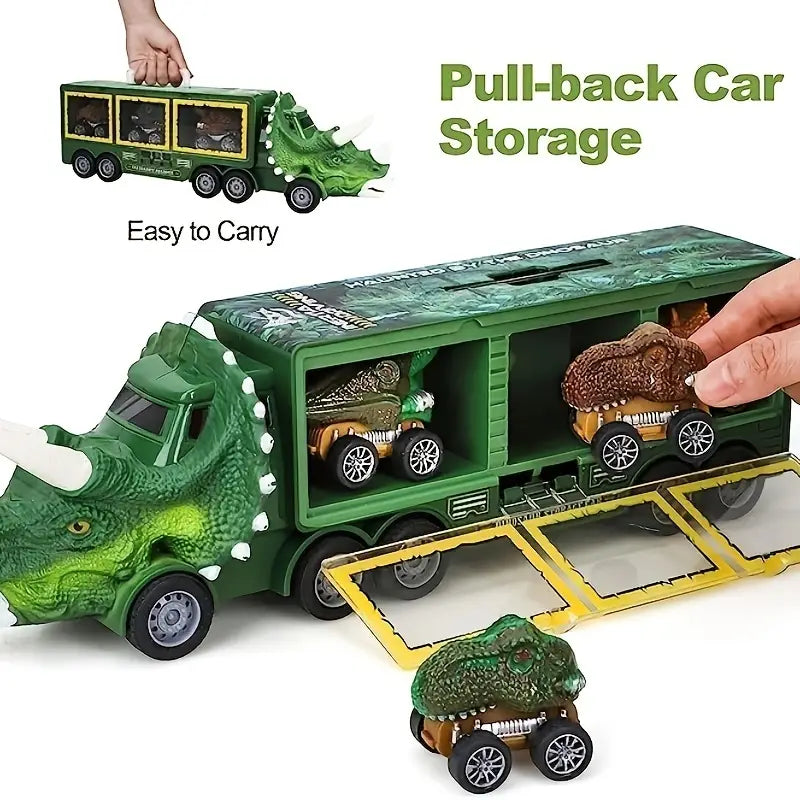 Dino-Truck-Set - 6 Rückziehautos & Dino-Figur, Kleinkindspielzeug