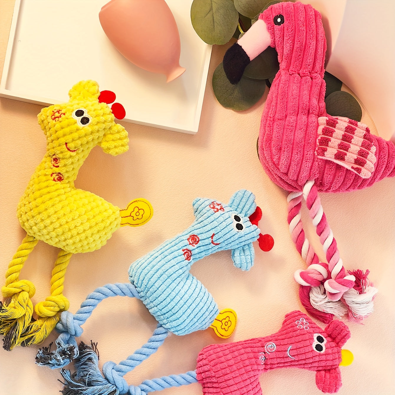 Flamingo Plüschspielzeug mit Seil