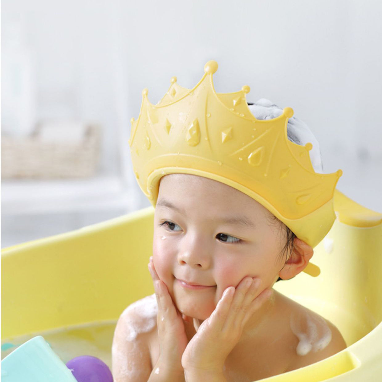 Shampoo crown cap - keine tränen mehr in der badewanne - badekappe