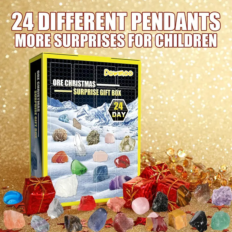 Weihnachtsgeschenk - 24 Mineralien-Überraschungen in der Geschenkbox