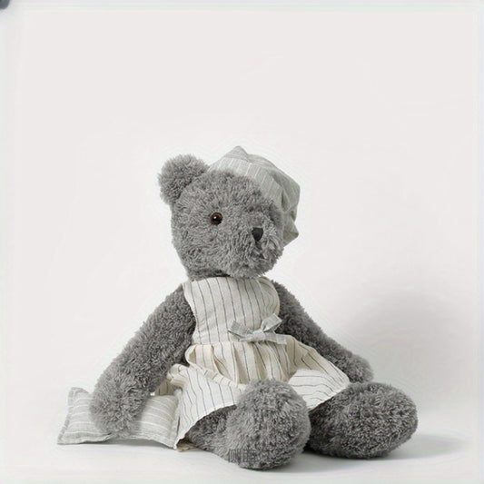 Grauer Pyjama-Teddybär mit Mütze